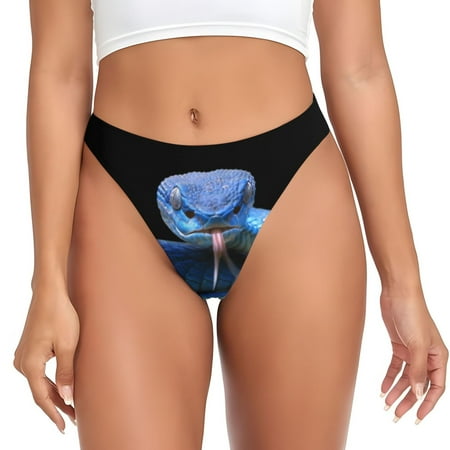 Sigee Blue Viper Snake for Women s G-String Panty  Low Rise  Soft Lace Perfect for Everyday Wear or Special Occasions-Small