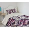 thumbnail image 2 of Ambesonne Vintage Quilted Coverlet 2 Pcs, Geometric Stripe Circle, Twin Size, Lavender Plum, 2 of 5