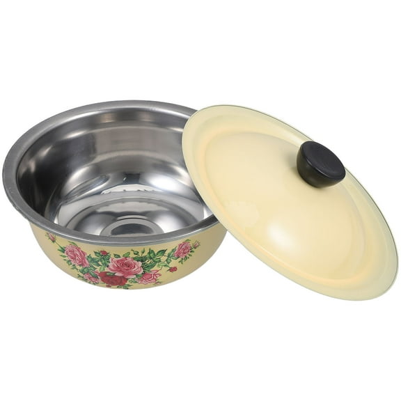 NIAIZEK Vintage Enamel Metal Mixing Bowl with Lid for Salad Serving, Kitchen Food Storage and Prep