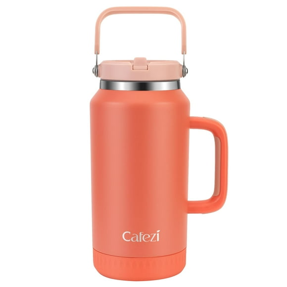 Botella de agua Cafezi de acero inoxidable de 1,9 L con pajita abatible