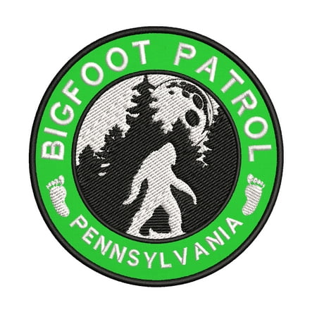 USA Pennsylvania Bigfoot Patrol! Cryptid Sasquatch Watch! 3.5 Inch Iron Or Sew On Embroidered Fabric Badge Patch Unexplained Mysteries Iconic