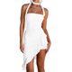 thumbnail image 2 of Lucakuins Vestido ajustado para mujer, sin mangas, cuello halter, sin espalda, con cordones irregulares, vestido midi con volantes Lucakuins  moda, 2 of 6
