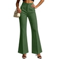 thumbnail image 6 of Women's High Waist Flare Dress Pants Slim Front Seam Ankle Bootcut Suit Trousers with Pockets Elegant Business Casual Pants Multi Colors Army Green, 6 of 8