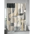 thumbnail image 5 of Fsddascl Grey Beige Abstract Shower Curtain Set - Extra Long 72" x 96" Washable Bathtub Curtain with 12 Hooks, Watercolor Modern Geometric Waterproof Fabric Stall Shower Curtains for Bathroom, 5 of 6