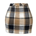 thumbnail image 7 of Ohufall Womens Plus Size Skirts Plaid Mini Skirts for Womens High Waisted Fall Winter Wool Bodycon Pencil Skirts, 7 of 7