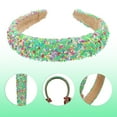 thumbnail image 6 of Sprinkle Headband Decor Hairbands Wide Fashion Hair Hoops Hair Accessories for Women Green, 6 of 7