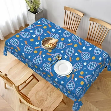 Table Cloth Rectangle Table, Tennis Tablecloth 60 x 90 Inch, Wrinkle Resistant Decorative Fabric Table Cover for Dining Party Indoor Outdoor