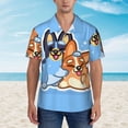 thumbnail image 2 of Lsque Bluey Pattern Hawaiian Shirt for Men Unisex Summer Beach Casual Short Sleeve Cotton Linen Button Down Shirts-Large, 2 of 6