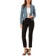 thumbnail image 2 of Blazer de oficina para mujer sin cuello, traje casual de negocios, blazer corto XS gris azul, 2 of 8