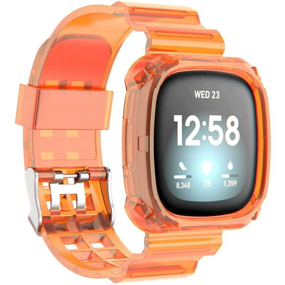 MYKOMI Clear Watch Band Compatible with Fitbit Sense 2 / Sense Bands, Fitbit Versa 4 / Versa 3 Bands Women Men, Silicone Transparent Crystal Bumper Case Band for Fitbit Sense 2 / Versa 4 Smart Watch