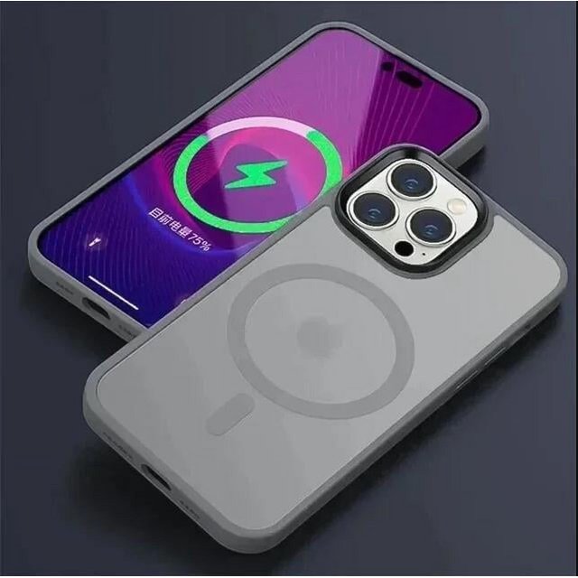Matte Translucent Frosted Phone Case For IPhone 16 15 14 13 11 12 Pro Max Plus Magnetic Case For Magsafe Wireless Charging Cover Gray For iphone16Plus