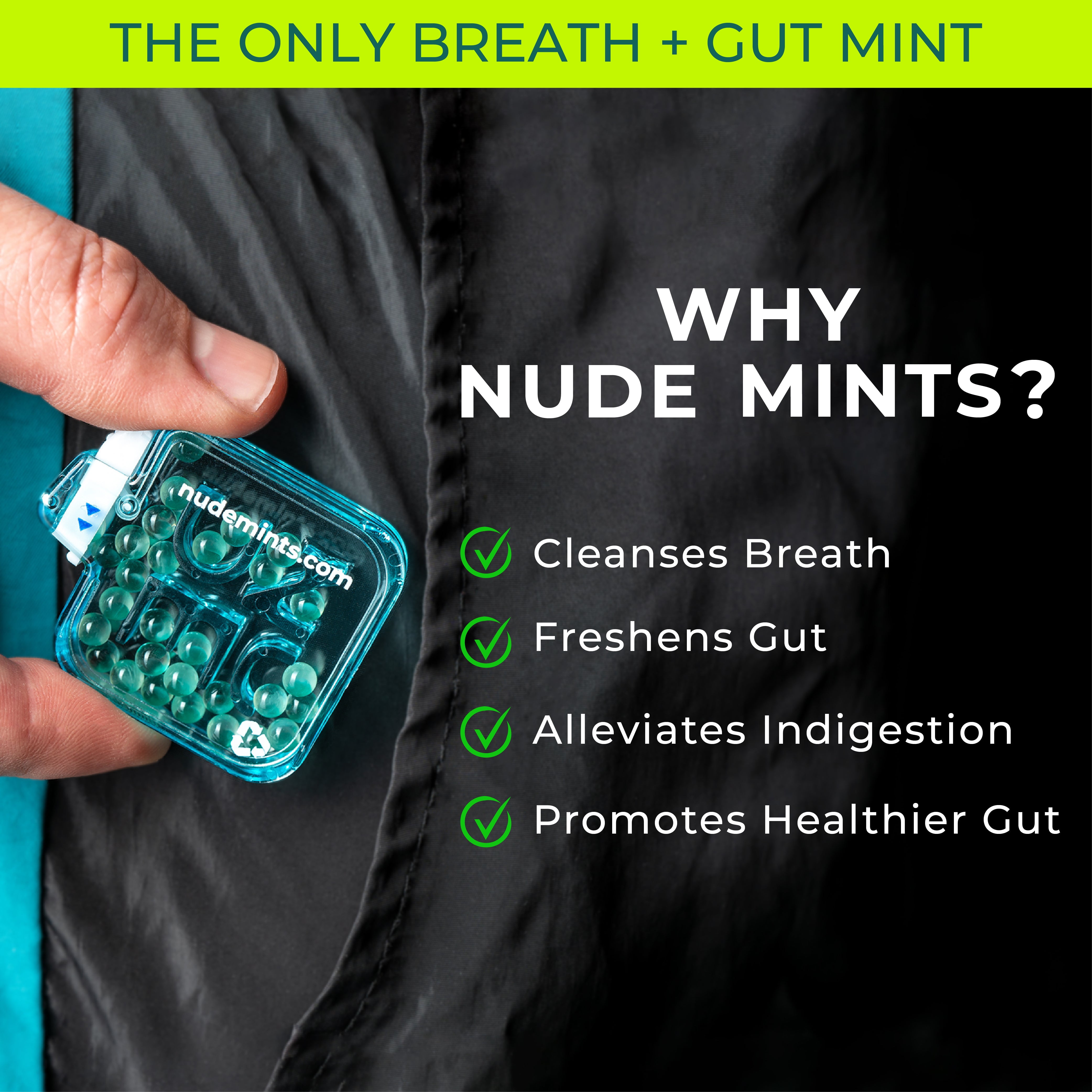 NUDE Mints, Gut Mints for Digestive Support + Bad Breath, ALL Flavors, 5-Pack of Mints – Sugar-Free | Keto-Friendly | 0 Carbs | 0 Calories | Promotes Gut Health