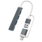 eccomum Type C to USB 3.0 Hub 4 Ports 4-in-1 Docking Station Ultra Slim USB Splitter and Play Compatible with MacBook ProAir Surface Pro XPS PC Flash Drive Grey USB to USB * 4 ports