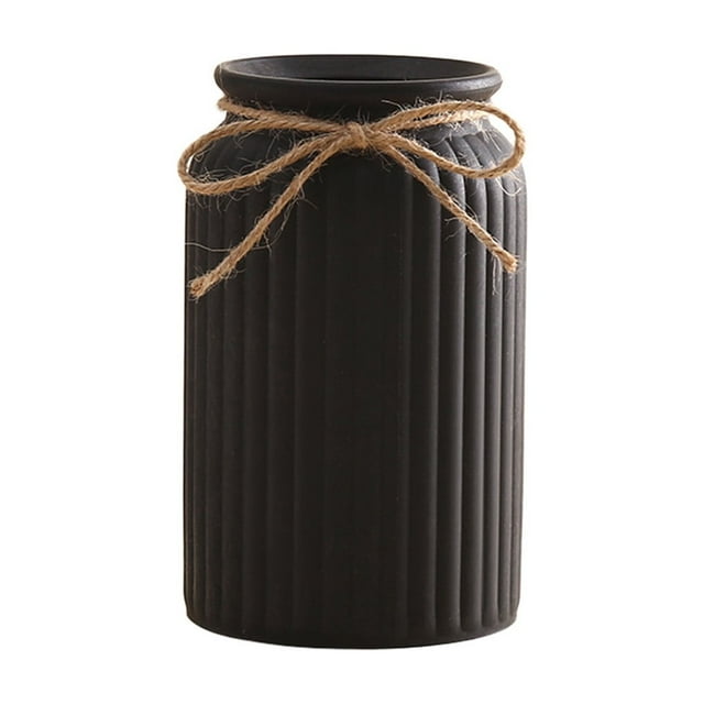 SLYNSHome Plastic Rib Vase,Unbreakable Modern Flowers Bottle Decorative Flower Vase for Table Centerpieces Wedding Home Décor - Black