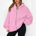 thumbnail image 2 of XUANTAOO Womens Zip Up Hoodie Oversized Sweatshirt Fleece Jackets Long Sleeve Coats Casual Spring Fall Womens Sweatshirts, 2 of 8