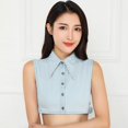 thumbnail image 6 of Ywmsfl Women Detachable Denims Faux Collar Blouse Color Half Shirt Lapel False Collar Crop Top Sweater Clothing Accessory, 6 of 20