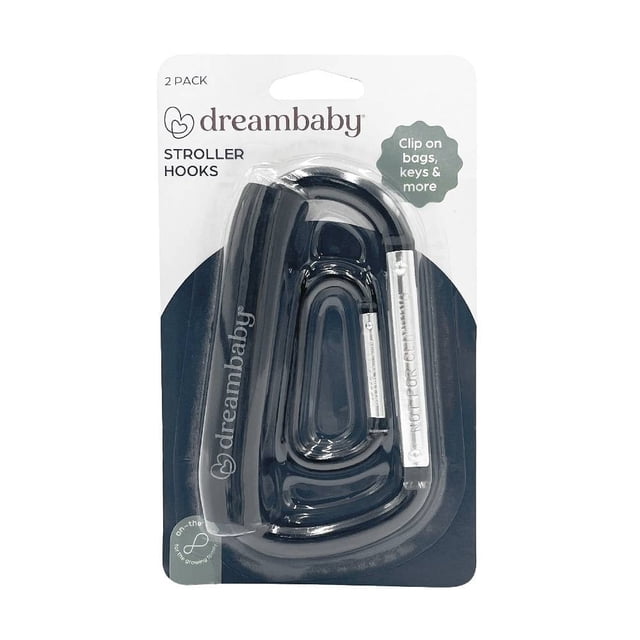 Ganchos para carriola 2pzs Dream Baby Tee Zed Modelo Strollerbuddy. Color negro y aluminio