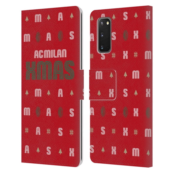 Head Case Designs Officially Licensed AC Milan Christmas Jumper Pattern Leather Book Wallet Case Cover Compatible with Samsung Galaxy S20 / S20 5G