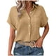 thumbnail image 3 of Camisas para mujer,Blusa informal de manga corta para mujer, cuello redondo, corte holgado, suave tejido de rayón sintético, ideal para uso diario y en casa, sopatenor, 3 of 9