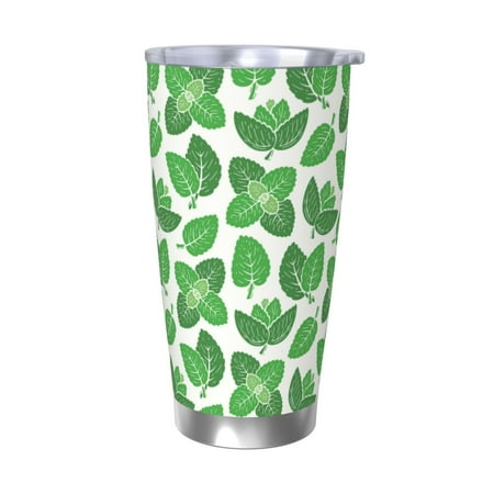 

Cauagu Green Leaves Pattern 20oz Tumbler Stainless Steel Vacuum Insulated Tumbler with Lid Insulated Coffee Mug Thermal Cup with Splash Proof Sliding Lid-Without Straw