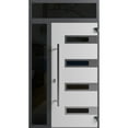 thumbnail image 3 of Front Exterior Prehung Steel Door / Ronex 0131 Black Enamel / Side and Top Exterior Window Sidelite / Stainless Inserts Entry Metal Modern Painted W36+12" x H80+16" Left hand Inswing, 3 of 5