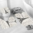 thumbnail image 4 of 4Pcs Paris Eiffel Tower Shower Curtain Sets Bathroom Set Decor with Non-Slip Rugs Bath U-Shaped Mat Toilet Lid Cover Waterproof Vintage Word Art Bathroom Curtains Shower Set with 12 Hooks, 4 of 7