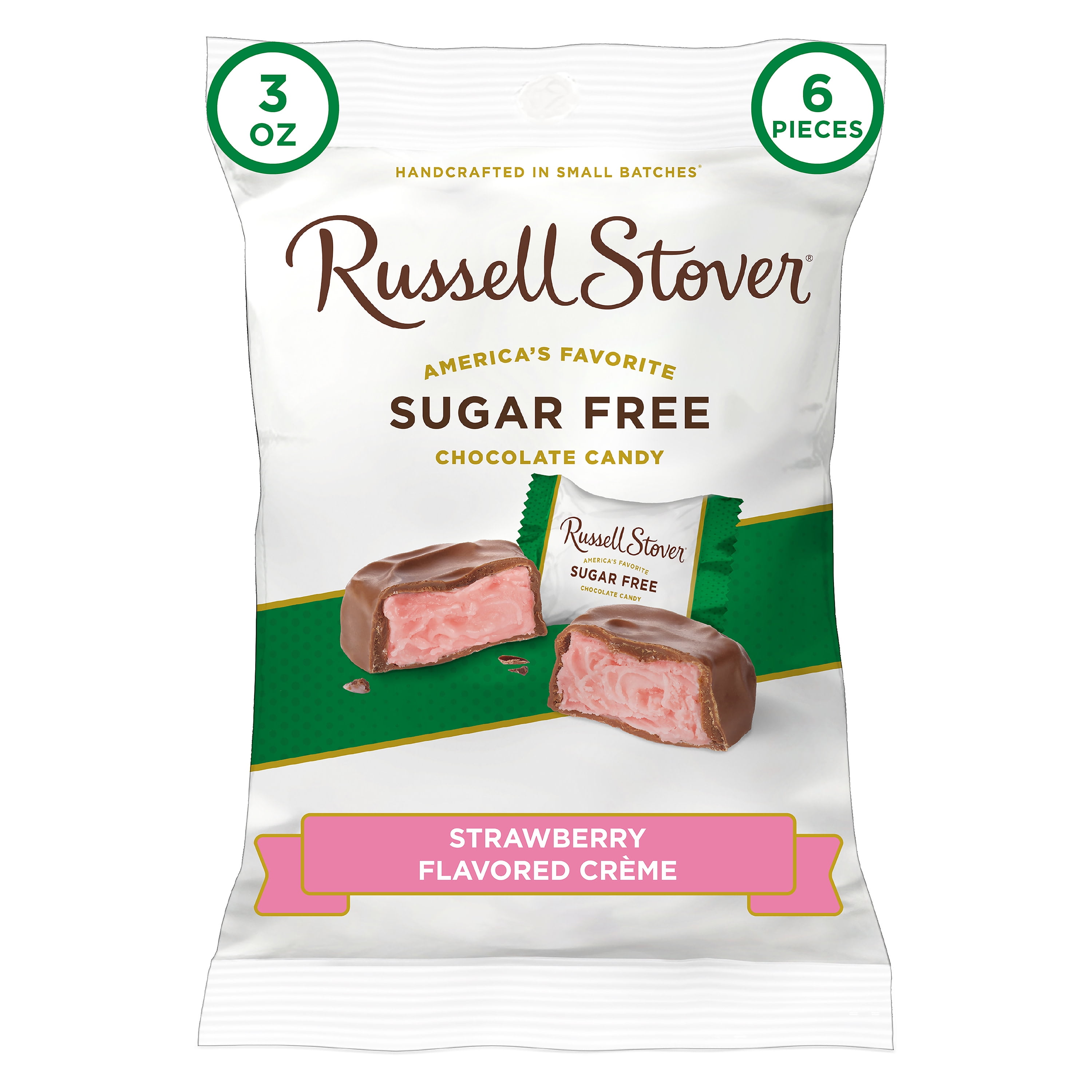 Russell Stover Sugar Free Strawberry Cream with Stevia, 3 oz. Bag