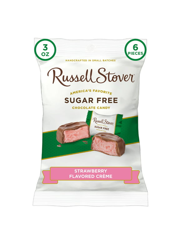 RUSSELL STOVER Sugar Free Strawberry Flavored Crme Candy, 3 oz. bag ( 6 pieces)