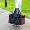 thumbnail image 3 of Bolsa de transporte para mascotas de gran capacidad Paquete de transporte plegable expandible Tela Oxford Rojo negro jinwen portador de cachorros, 3 of 7