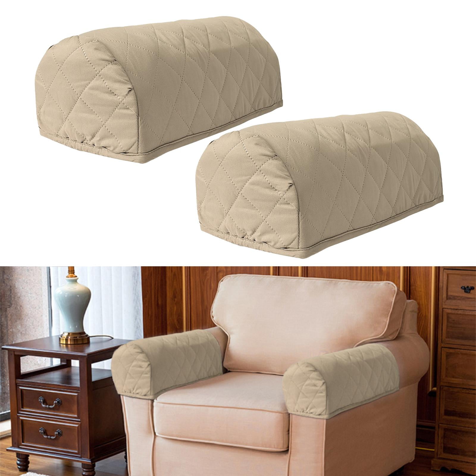Set of 4 Armchair Sofa Armrest Covers Caps Slipcovers Sleeve for Living Room Khaki