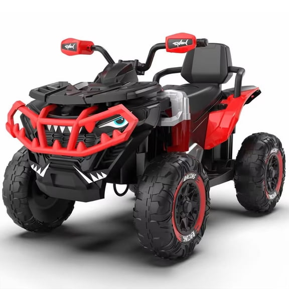 4WD ATV for Kids, 24 Volt Ride on Toys, Power Car Wheels with 2 XL Seater, EVA Tires, Remote, Knee Pad, Bluetooth, Red