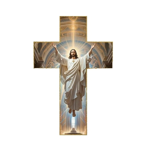 Wooden Jesus Christ Cross, Vintage Wall Hanging Cross, Religious Decoration for Home Living Room Bedroom Prayer Room, Home Decor, Ornaments