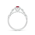 thumbnail image 2 of ANGARA Natural Nature Inspired Ruby Halo Ring with Leaf Motifs in 14K White Gold for Women (Size-4mm) | July Birthstone, Birthday, Anniversary, Jewelry Gift for Women | Natural Ruby Ring, 2 of 9