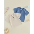 thumbnail image 3 of Cenuakty 3M-4T Baby Boy Summer T-Shirts Fashion Short Sleeve Round Neck Button Front Loose Tops for Kids, 3 of 9
