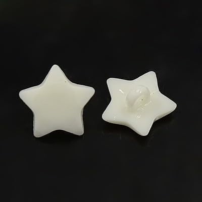 400Pcs White Star Acrylic Shank Buttons 1-Hole Faceted Sewing Buttons Dyed Buttons Decoration DIY Craft Projects 16x3mm for Garment Sewing Buttons