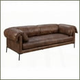 thumbnail image 3 of Mocha Top Grain Leather 3-Seater Sofa - Modern Living Room Furniture with Plush Foam Cushions, 3 of 8
