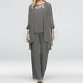 thumbnail image 2 of UJNDER Cardigan Pants Sets Women Three Piece Wedding Evening Outfits Dressy Chiffon Pant Suits Elegant Outfit for Women Grey XXL, 2 of 6