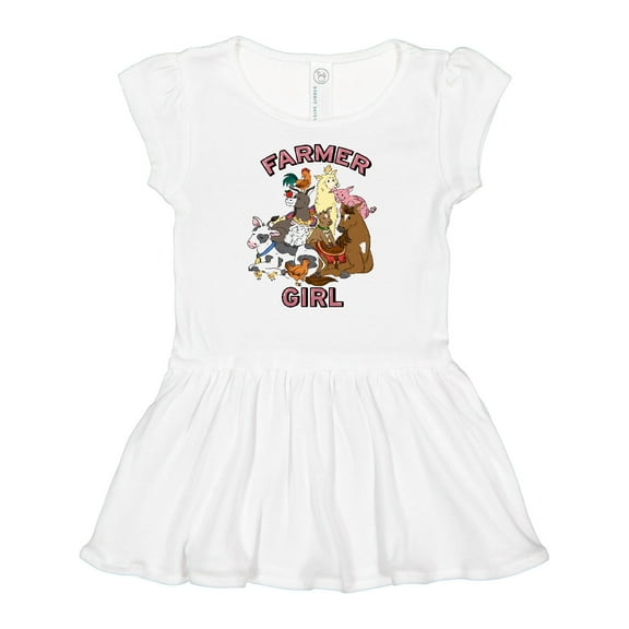 Inktastic Farmer Girl with Happy Farm Animals Girls Baby Dress