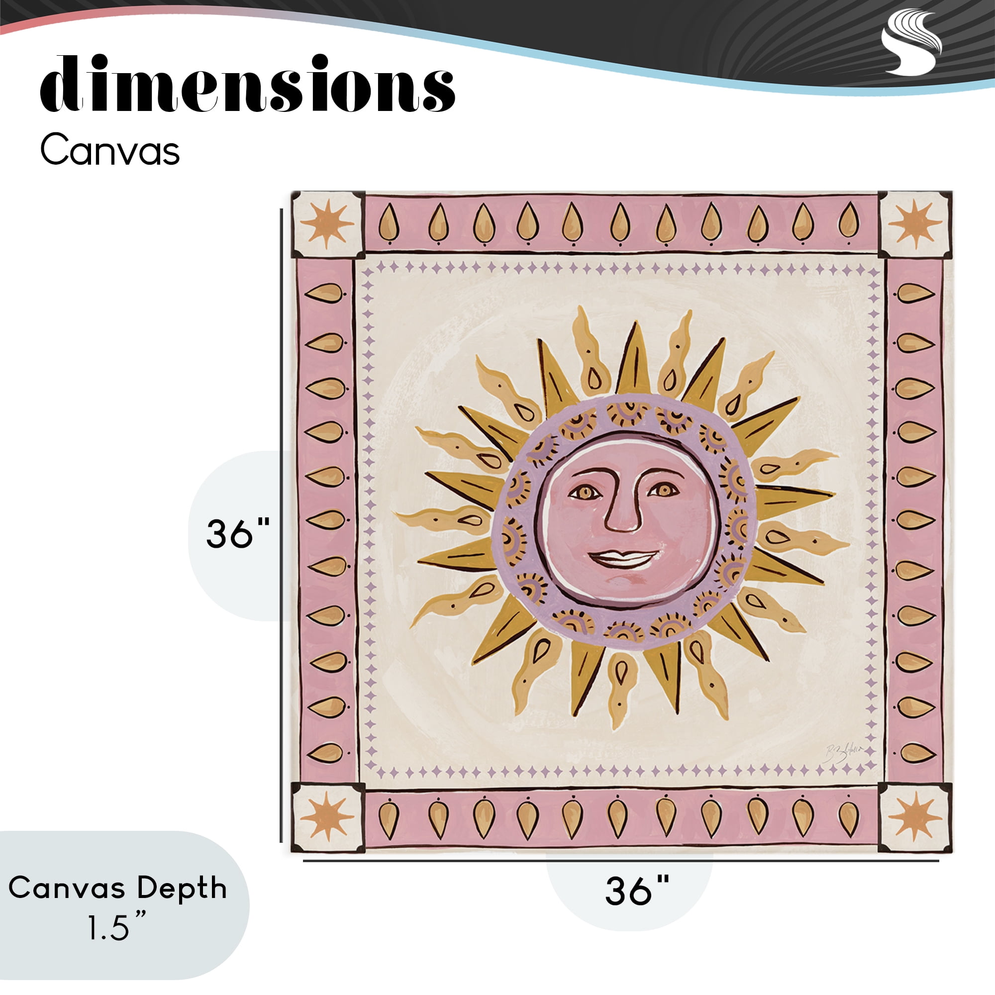 Stupell Industries Smiling Sun with Pink Border Canvas Wall Art, design by Two If By Sea Studios