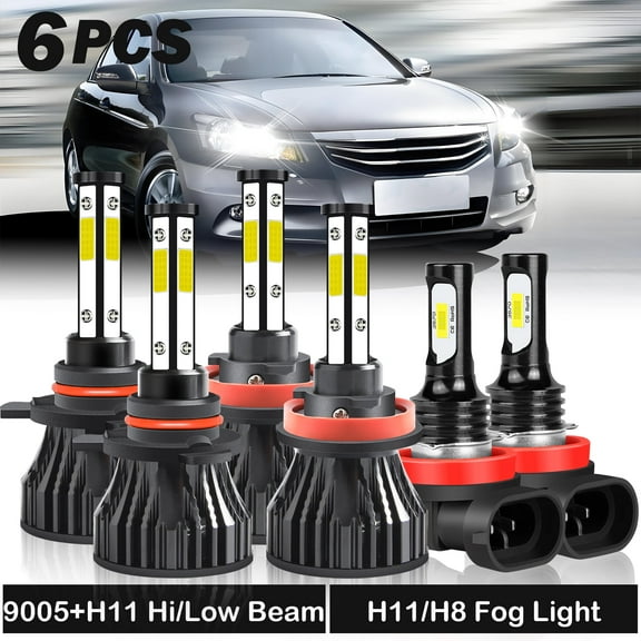 For Honda Accord 2008-2015 Led Headlights 20000LM 9005 High Beam H11 Low Beam H11 Fog Light Led Bulbs 6pc