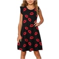 thumbnail image 1 of Yanlir Robe d'Été Sans Manches pour Filles 4-14 Ans, Col Rond, Robe Soleil à Volants pour un Port Confortable et Stylé (Noir#1, 9 Ans), 1 of 8