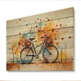 thumbnail image 2 of Designart "Bicycle modern Fusion Painting II" Transportation Print on Natural Pine Wood, 2 of 5