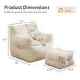 thumbnail image 5 of BYBYME Bean Bag Chair with Ottoman,Comfortable Lazy Sofa with Footstool,Floor-standing Bean Bag Sofa Filled with High-density Crushed Foam,Universal for Bedroom,Living Room,Beige, 5 of 10