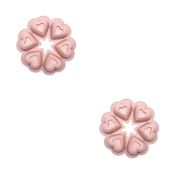Bearachild Moldes para pasteles en forma de corazón, molde para hornear, utensilios prácticos para hornear, magdalenas, utensilios de cocina, Rosa 2piezas