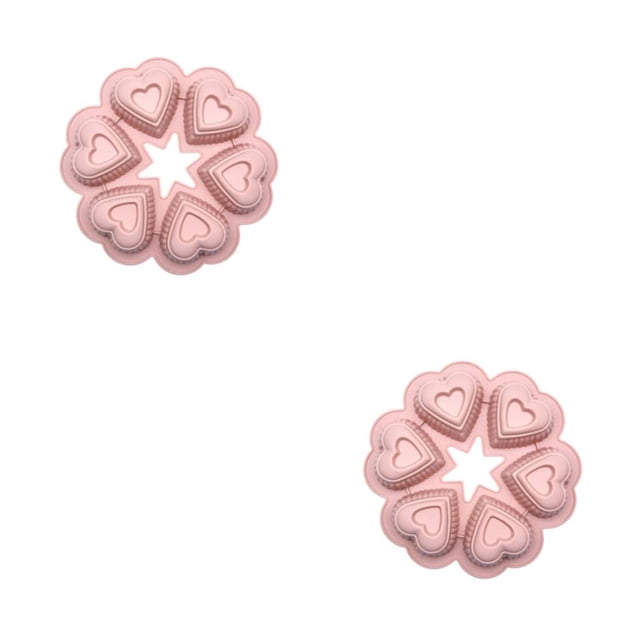 Bearachild Moldes para pasteles en forma de corazón, molde para hornear, utensilios prácticos para hornear, magdalenas, utensilios de cocina, Rosa 2piezas