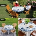 thumbnail image 4 of Navy Blue Flowers Round Tablecloth for 36-44 Inch Tables, Fitted Table Cover with Elastic Edge, Summer Pastoral Botanical Waterproof Outdoor Table Cloth Protector for Patio Garden Dinner Picnic, 4 of 9