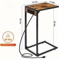 thumbnail image 6 of C Shaped End Table with Charging Station, Slide Under Sofa Side Table Set of 2 ,TV Tray Couch Table with USB Ports Outlets, Metal Frame Snack Table for Living Room Bedroom Rustic Brown, 6 of 8