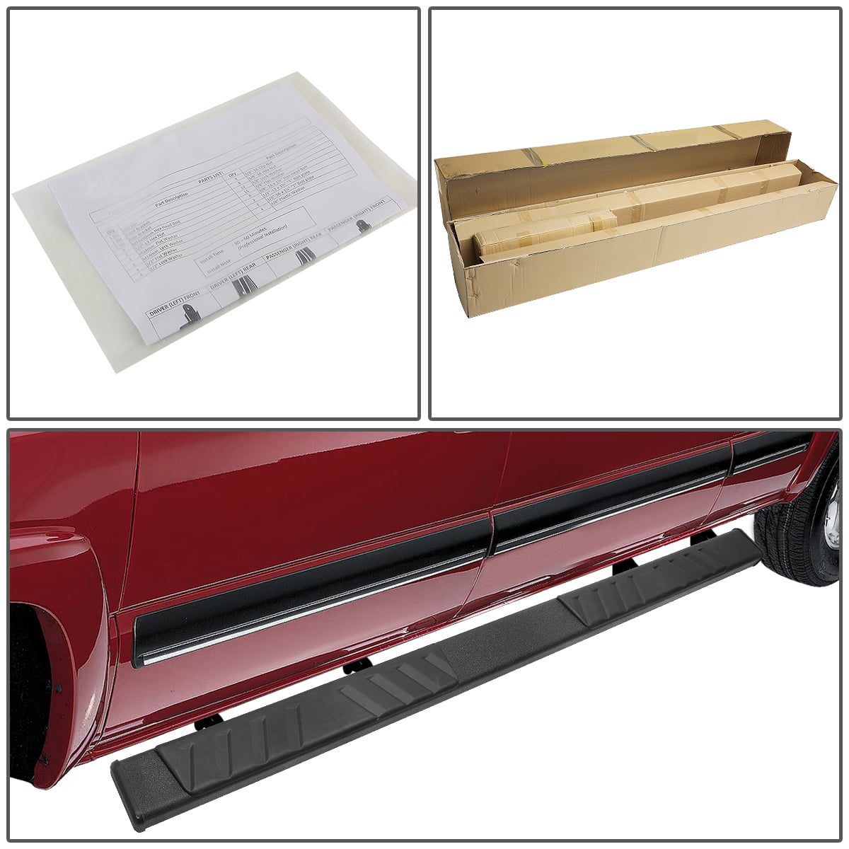 DNA Motoring 5" OD Black Side Step Nerf Bars Running Boards for 2009-2022 Ram 1500 Quad Cab