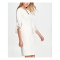 thumbnail image 3 of DKNY Womens Ivory Bell Sleeve Above The Knee Sheath Party Dress Size: 12, 3 of 3