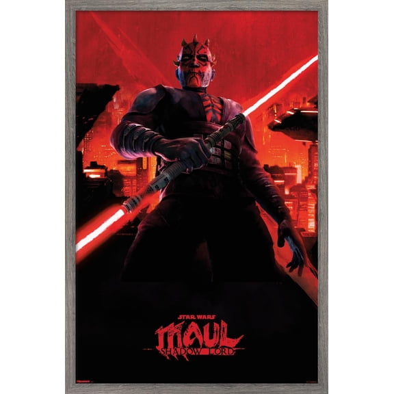 Star Wars: Maul Shadow Lord (2026) - Red City Wall Poster, 14.725" x 22.375" Framed